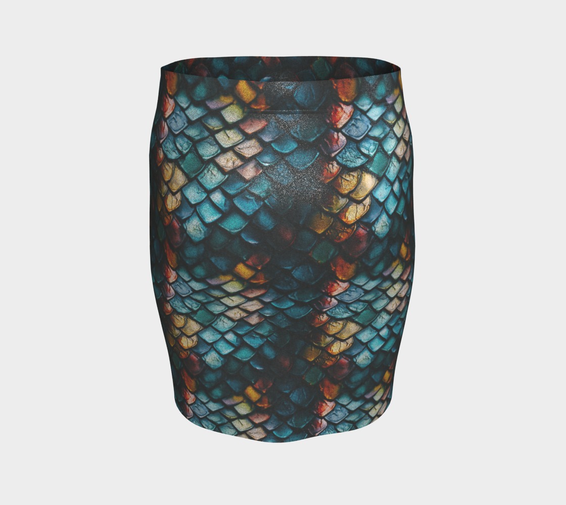 Glitter Dragon 01 Fitted Skirt
