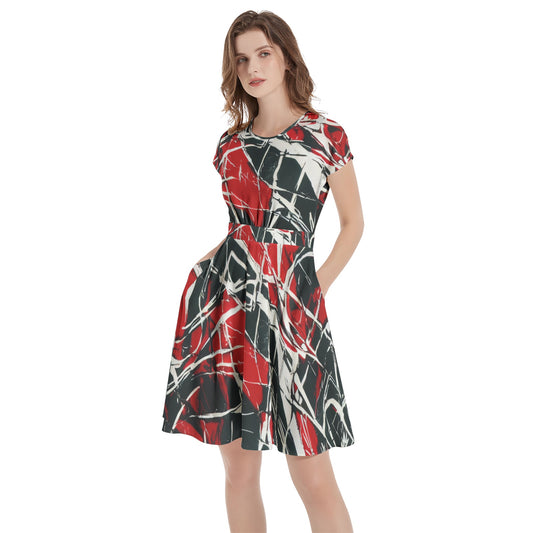 ABSTRACT EXPRESSIONISM II Short Sleeve Casual A-Line Midi Dress