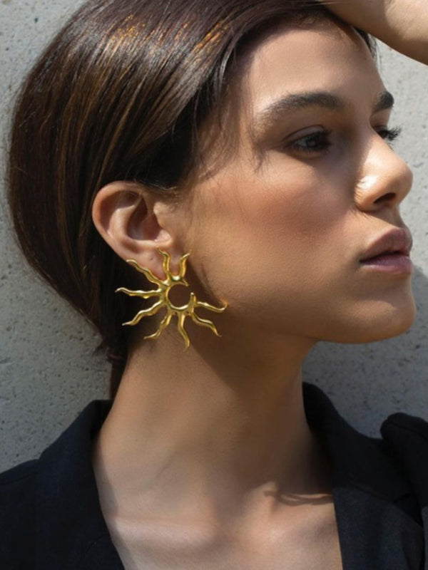 Earrings Geometric Golden Sun Jewelry