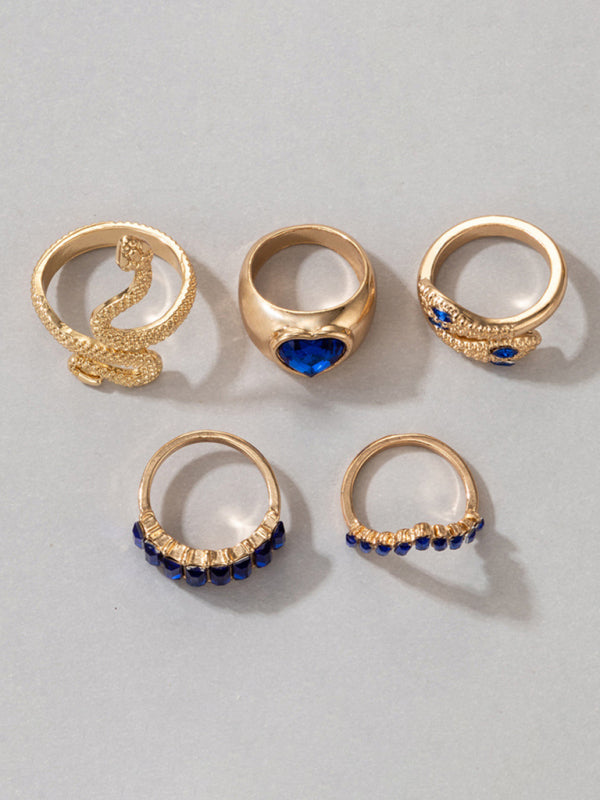 Ring Multi-Piece Set Snake and Heart Jewels
