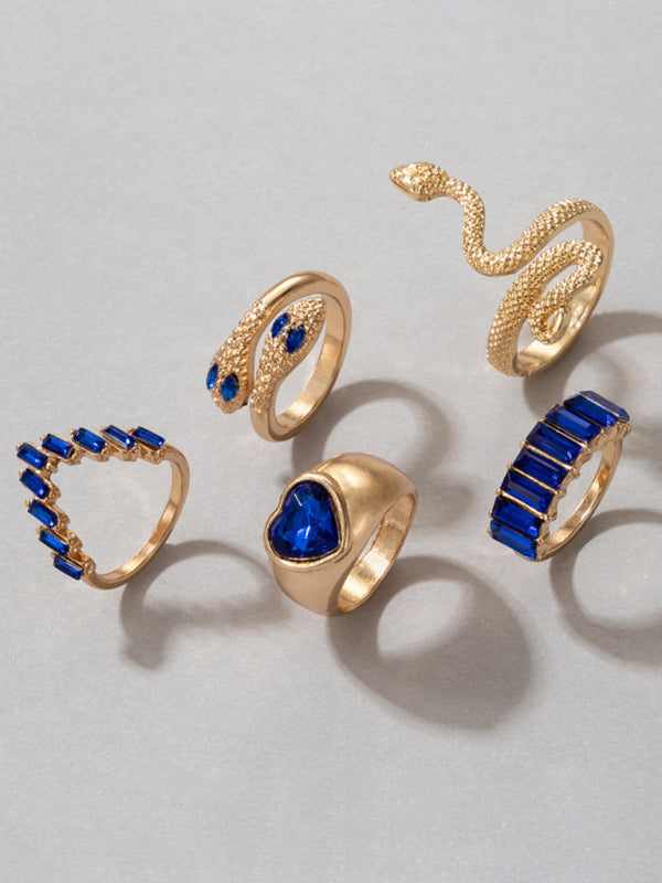 Ring Multi-Piece Set Snake and Heart Jewels