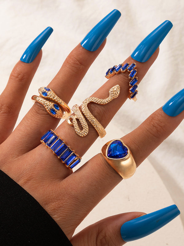 Ring Multi-Piece Set Snake and Heart Jewels