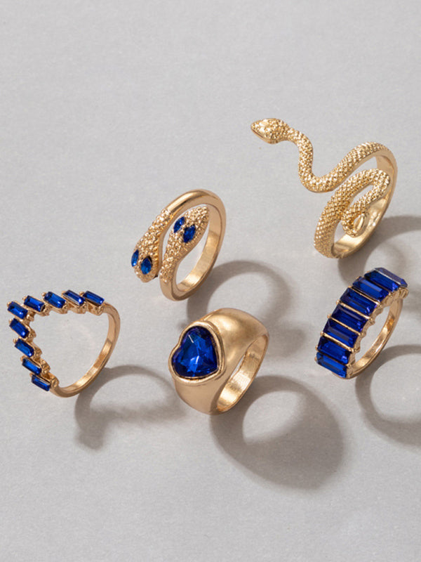 Ring Multi-Piece Set Snake and Heart Jewels