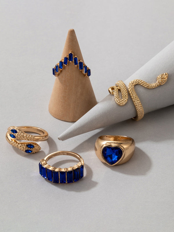 Ring Multi-Piece Set Snake and Heart Jewels