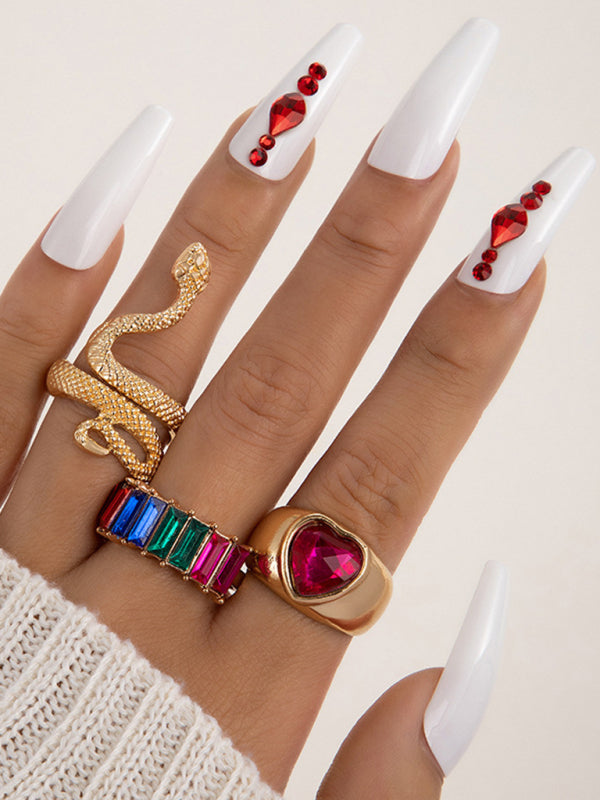 Ring Multi-Piece Set Snake and Heart Jewels