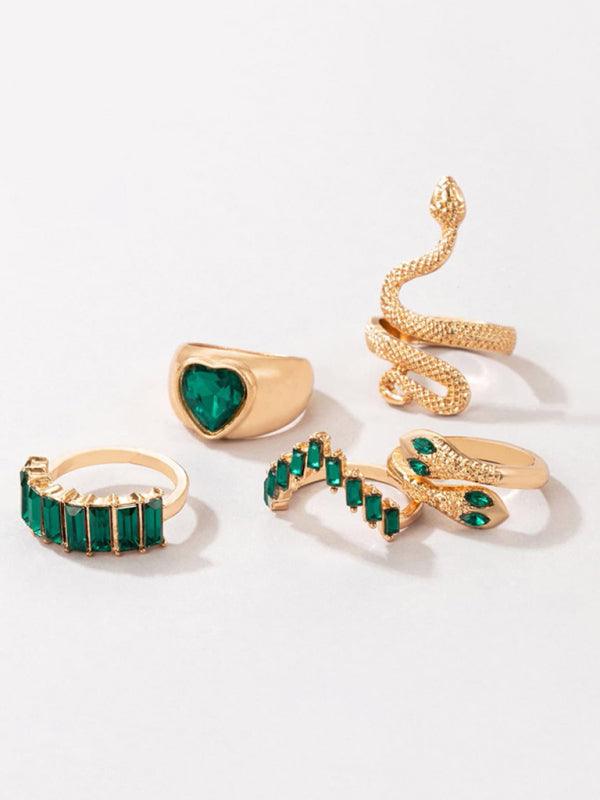 Ring Multi-Piece Set Snake and Heart Jewels