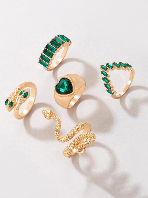 Ring Multi-Piece Set Snake and Heart Jewels