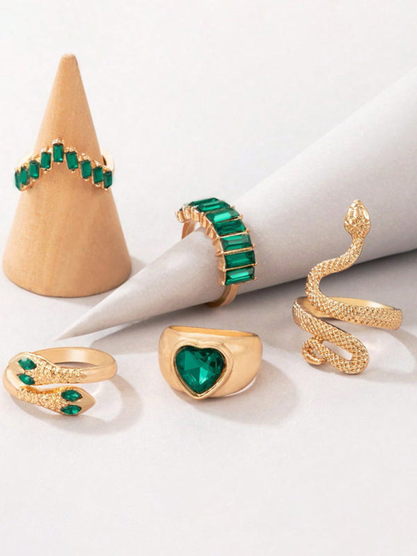 Ring Multi-Piece Set Snake and Heart Jewels
