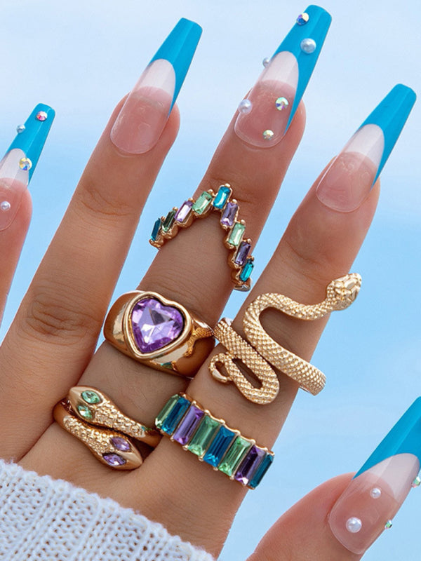 Ring Multi-Piece Set Snake and Heart Jewels