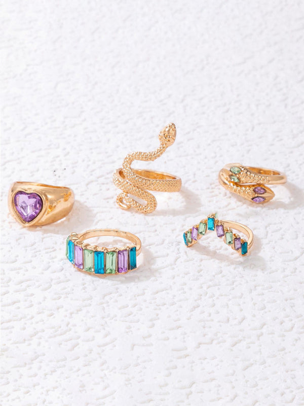 Ring Multi-Piece Set Snake and Heart Jewels