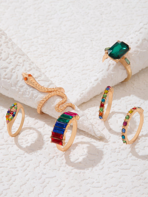 Ring Multi-Piece Set Snake and Heart Jewels