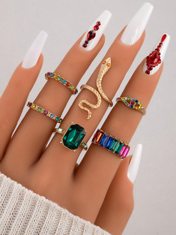 Ring Multi-Piece Set Snake and Heart Jewels