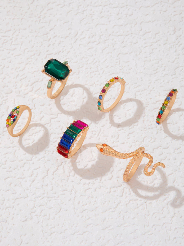 Ring Multi-Piece Set Snake and Heart Jewels