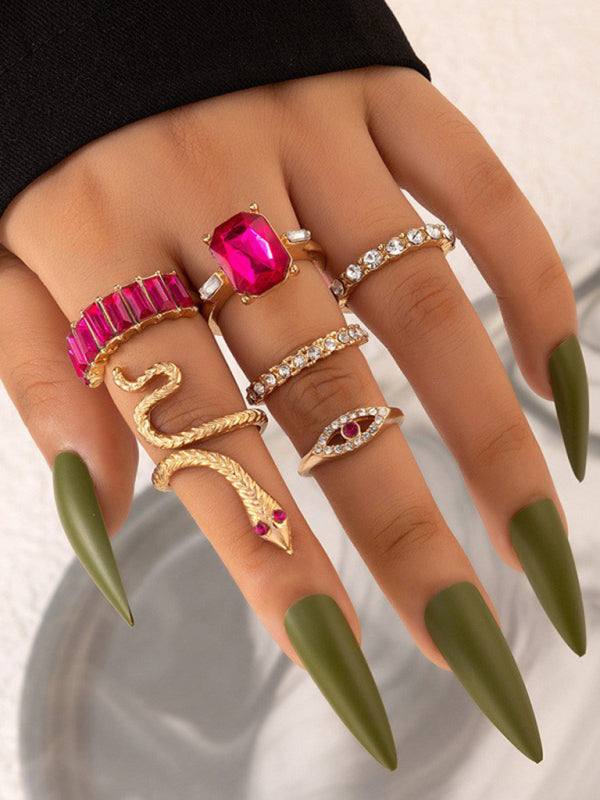 Ring Multi-Piece Set Snake and Heart Jewels