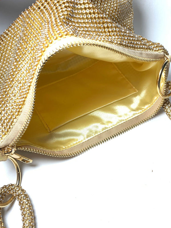 Shoulder Knotted Rhinestones & Diamonds Handmade Armpit Bag