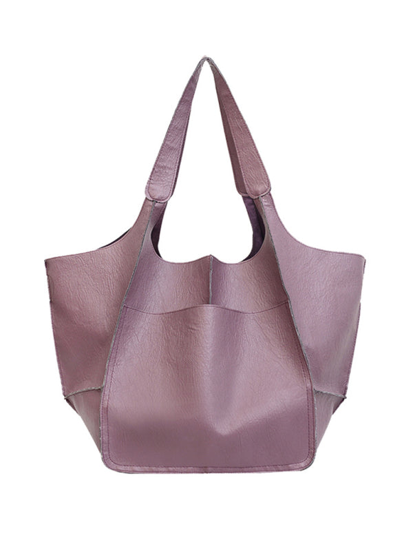 Soft Leather Style One Shoulder Tote Bag