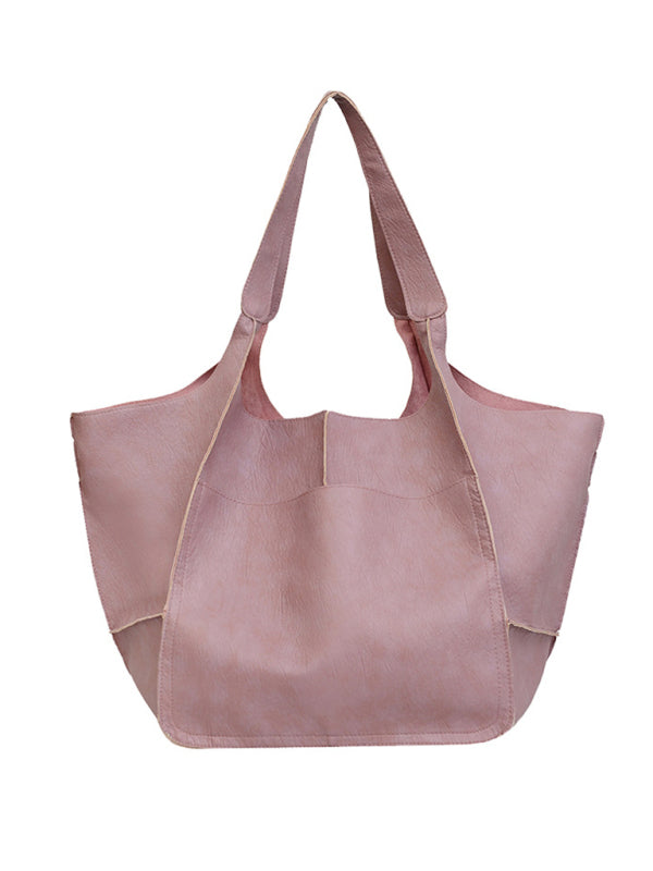 Soft Leather Style One Shoulder Tote Bag