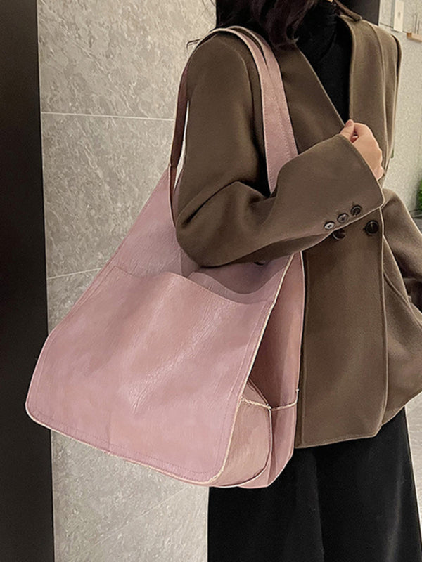 Soft Leather Style One Shoulder Tote Bag