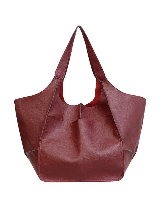 Soft Leather Style One Shoulder Tote Bag