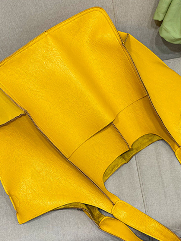 Soft Leather Style One Shoulder Tote Bag