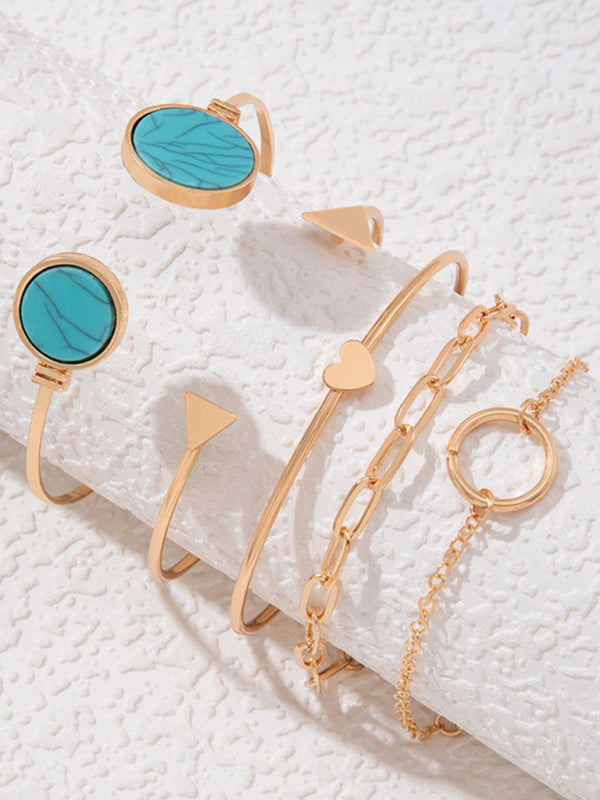 Bracelet Geometric Love Triangle 5-piece Inlaid Set Jewelry