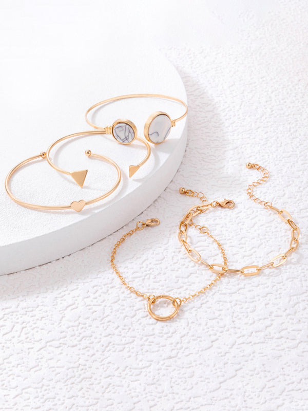 Bracelet Geometric Love Triangle 5-piece Inlaid Set Jewelry