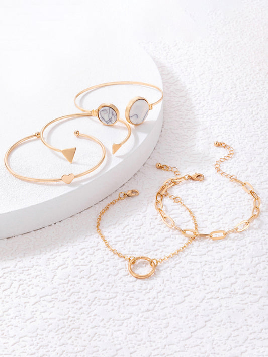 Bracelet Geometric Love Triangle 5-piece Inlaid Set Jewelry