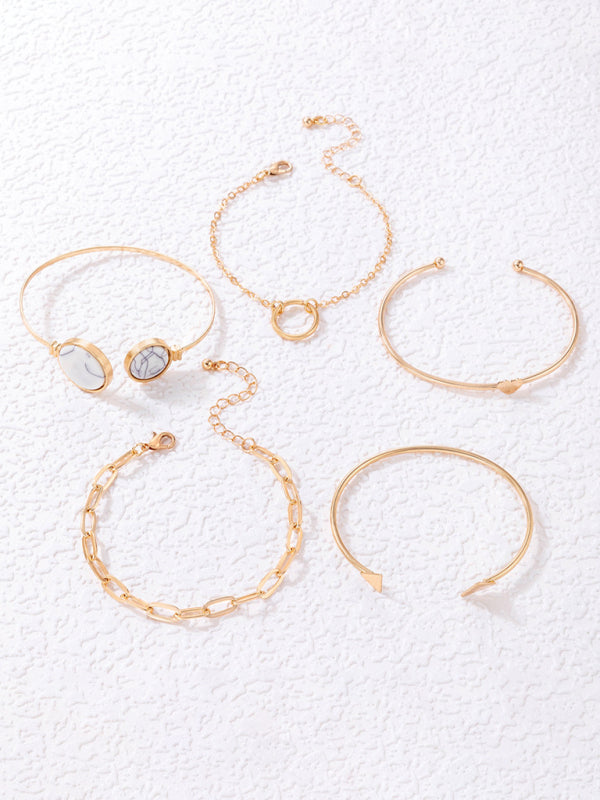 Bracelet Geometric Love Triangle 5-piece Inlaid Set Jewelry