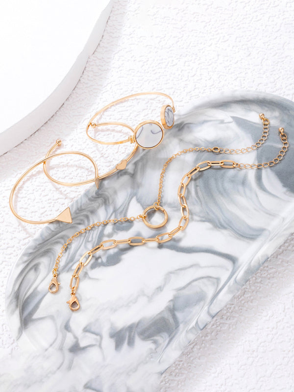 Bracelet Geometric Love Triangle 5-piece Inlaid Set Jewelry