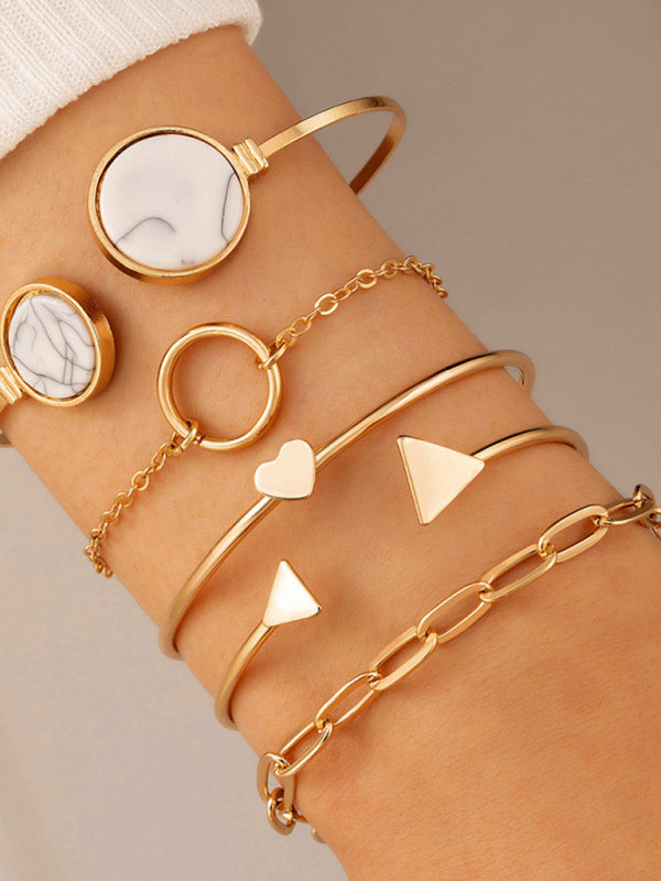 Bracelet Geometric Love Triangle 5-piece Inlaid Set Jewelry