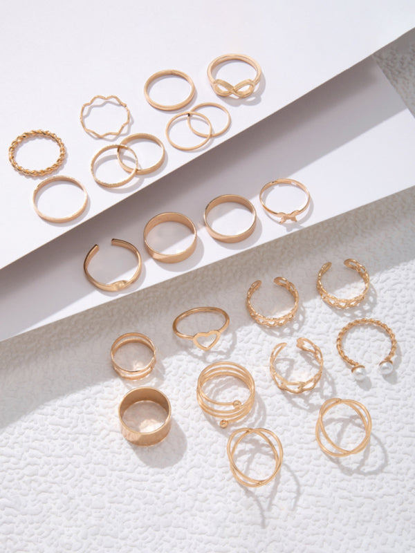 Rings Butterfly 8-Character Cross Love Pearl Opet 23-piece Set Jewelery