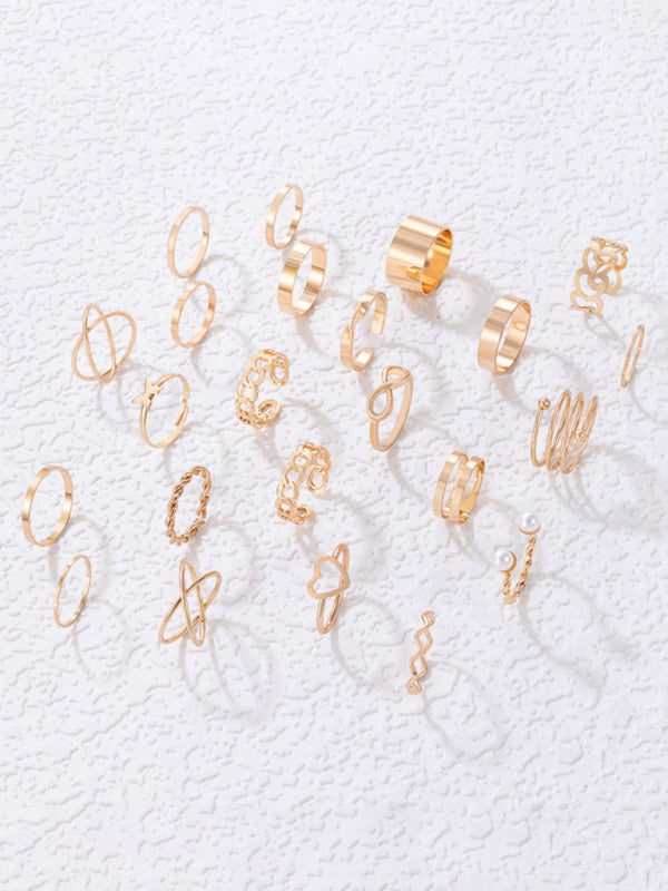 Rings Butterfly 8-Character Cross Love Pearl Opet 23-piece Set Jewelery