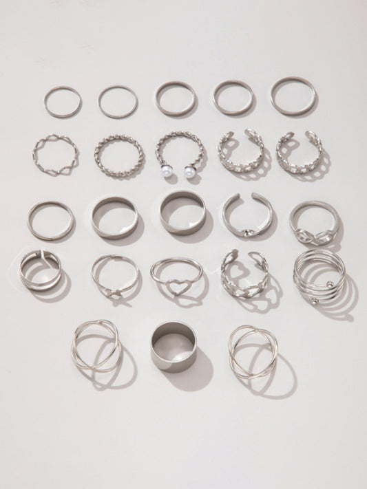 Rings Butterfly 8-Character Cross Love Pearl Opet 23-piece Set Jewelery