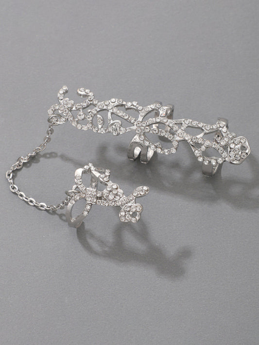 Ring Set Exaggerated Personality Flower Chain Temperament Hollow Carved Jewelry