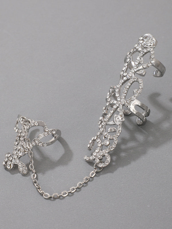 Ring Set Exaggerated Personality Flower Chain Temperament Hollow Carved Jewelry
