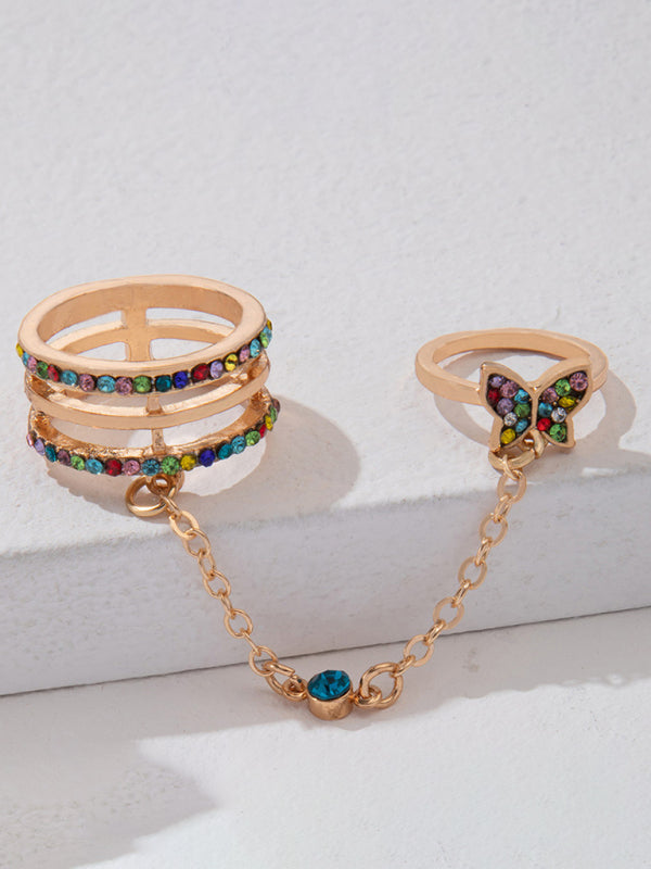 Ring Set Exaggerated Personality Chain Temperament Combination Jewelry