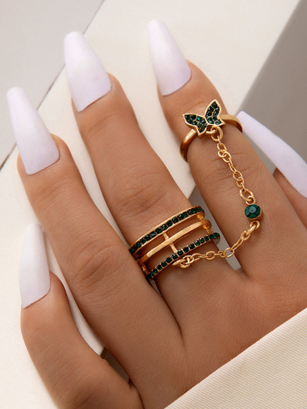 Ring Set Exaggerated Personality Chain Temperament Combination Jewelry