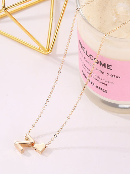 Necklace Love Letters 26 English Heart Shape Short Clavical Chain Jewelry