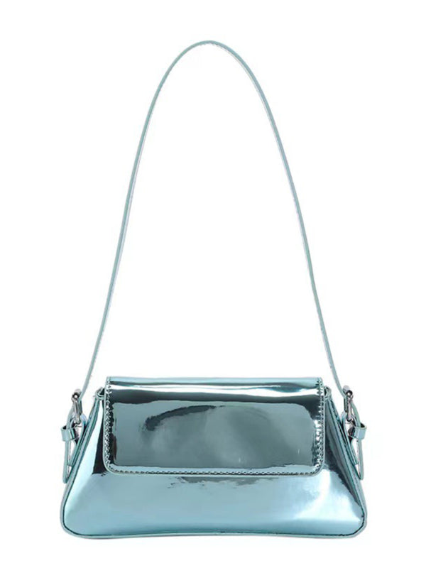 Shoulder Patent Leather Baguette Texture Glossy Bag