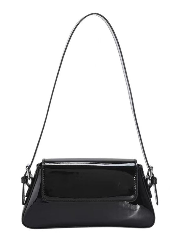 Shoulder Patent Leather Baguette Texture Glossy Bag