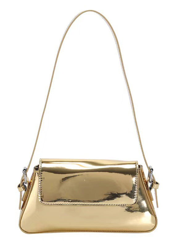 Shoulder Patent Leather Baguette Texture Glossy Bag