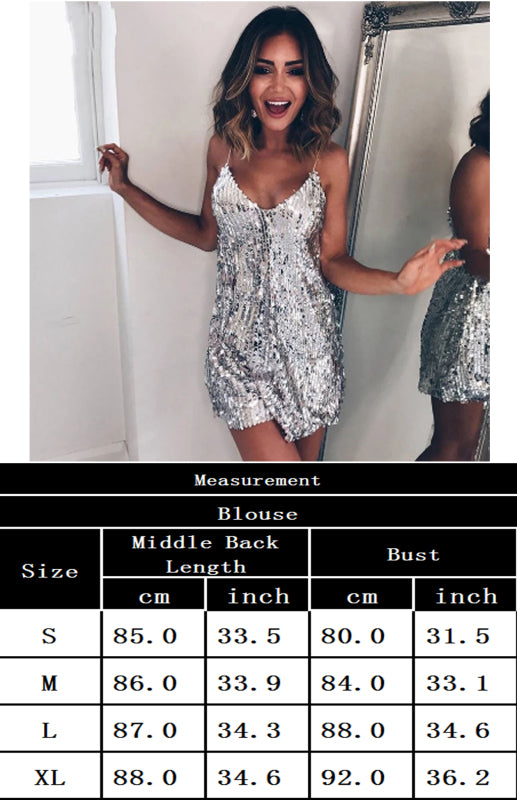 Casual Sequined V-Neck Slip Dress
