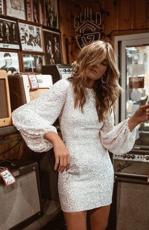 Janis Joplin Sparkly Diva Vintage Balloon Sleeve Dress