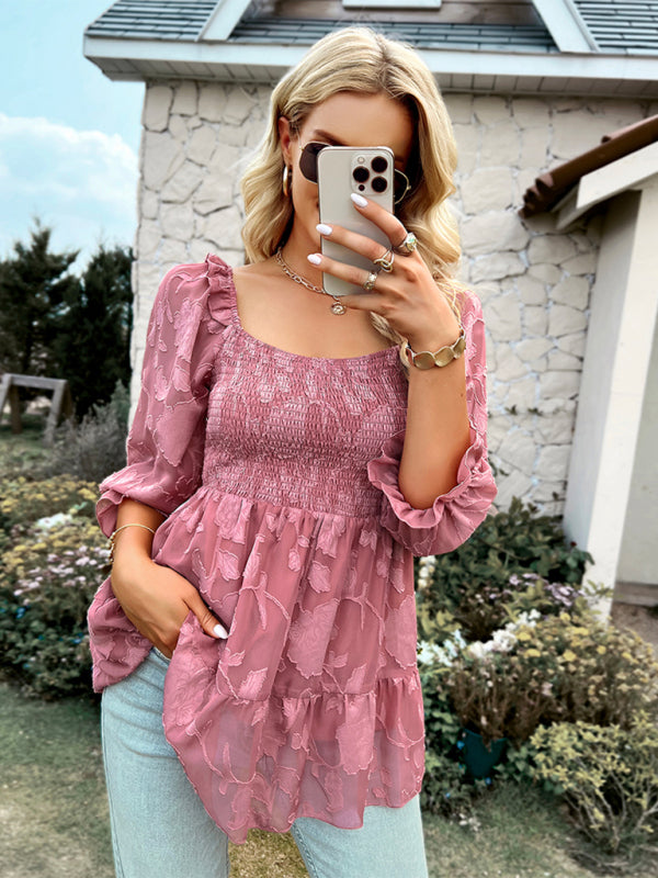 French Square Neck Shirt Top