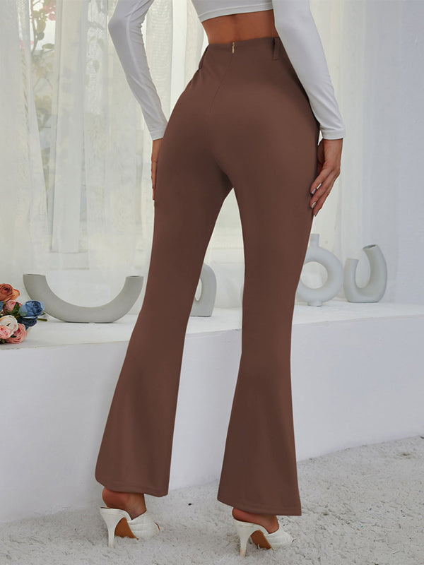 High Waist Ankle Split Slacks