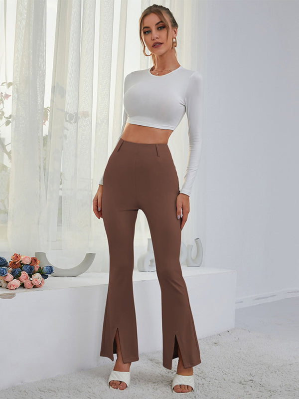 High Waist Ankle Split Slacks