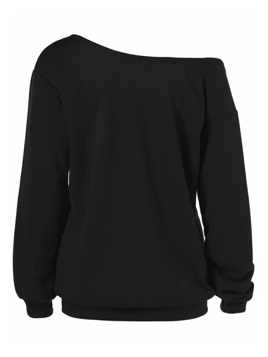 Vamp Lips Assymetrical Single Shoulder Long Sleeve Tee