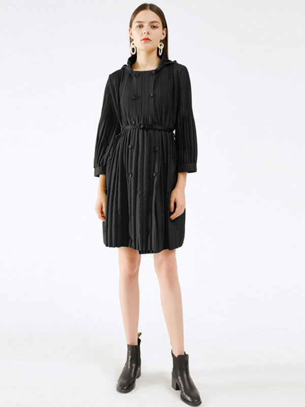 Convent Double Breasted Button Pleated Dress