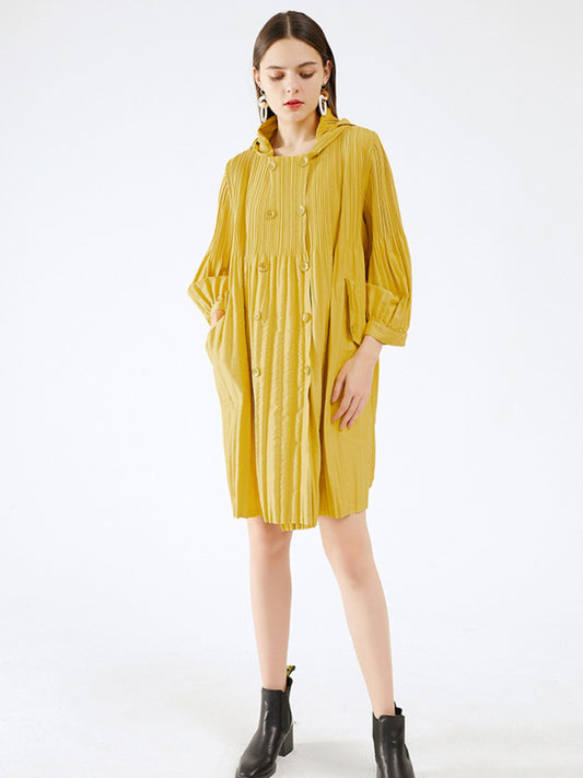 Convent Double Breasted Button Pleated Dress