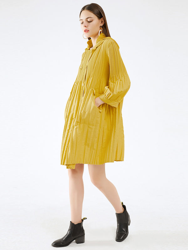Convent Double Breasted Button Pleated Dress
